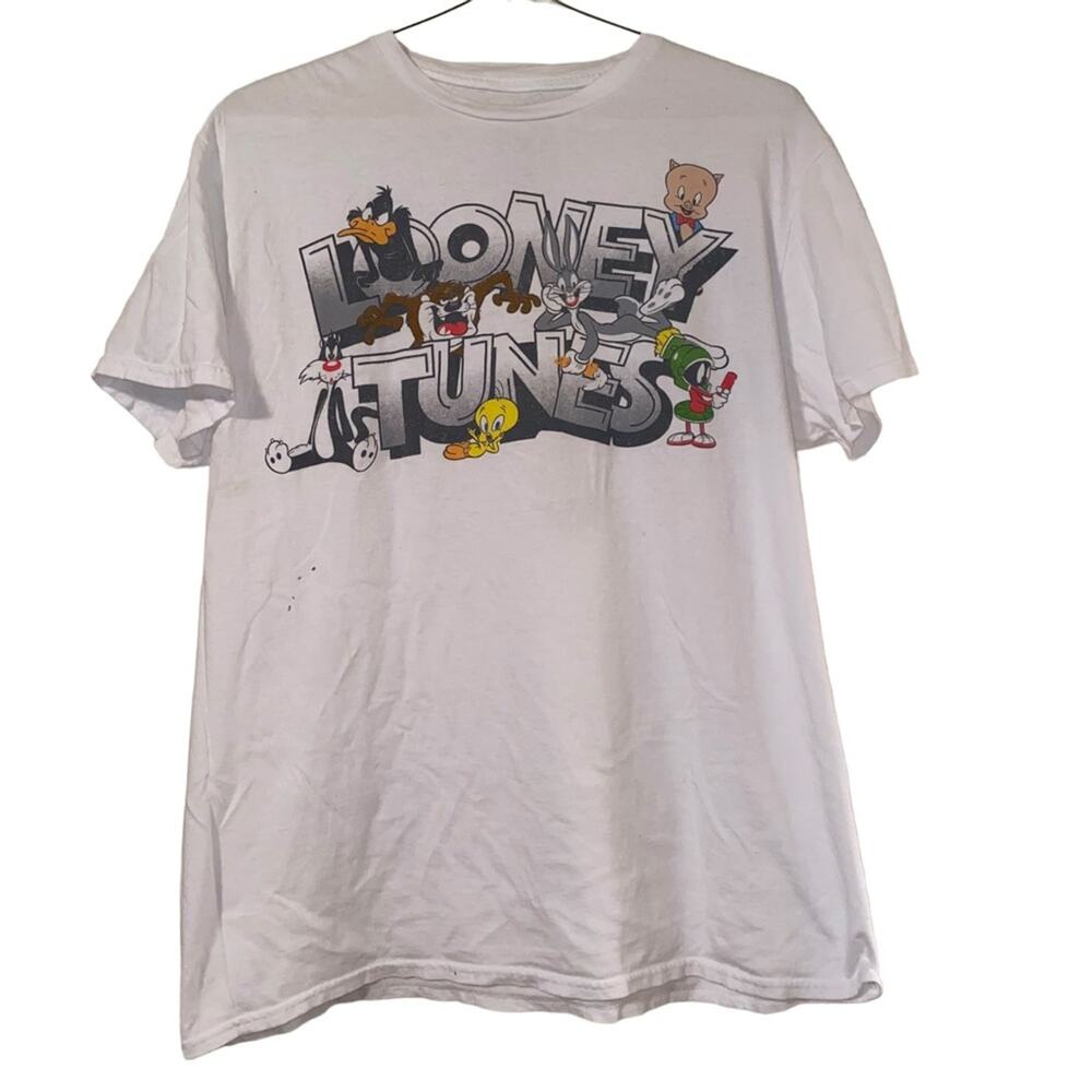 Looney Tunes Graphic T Shirt Large White Cartoon Bugs Bunny Vintage Style
